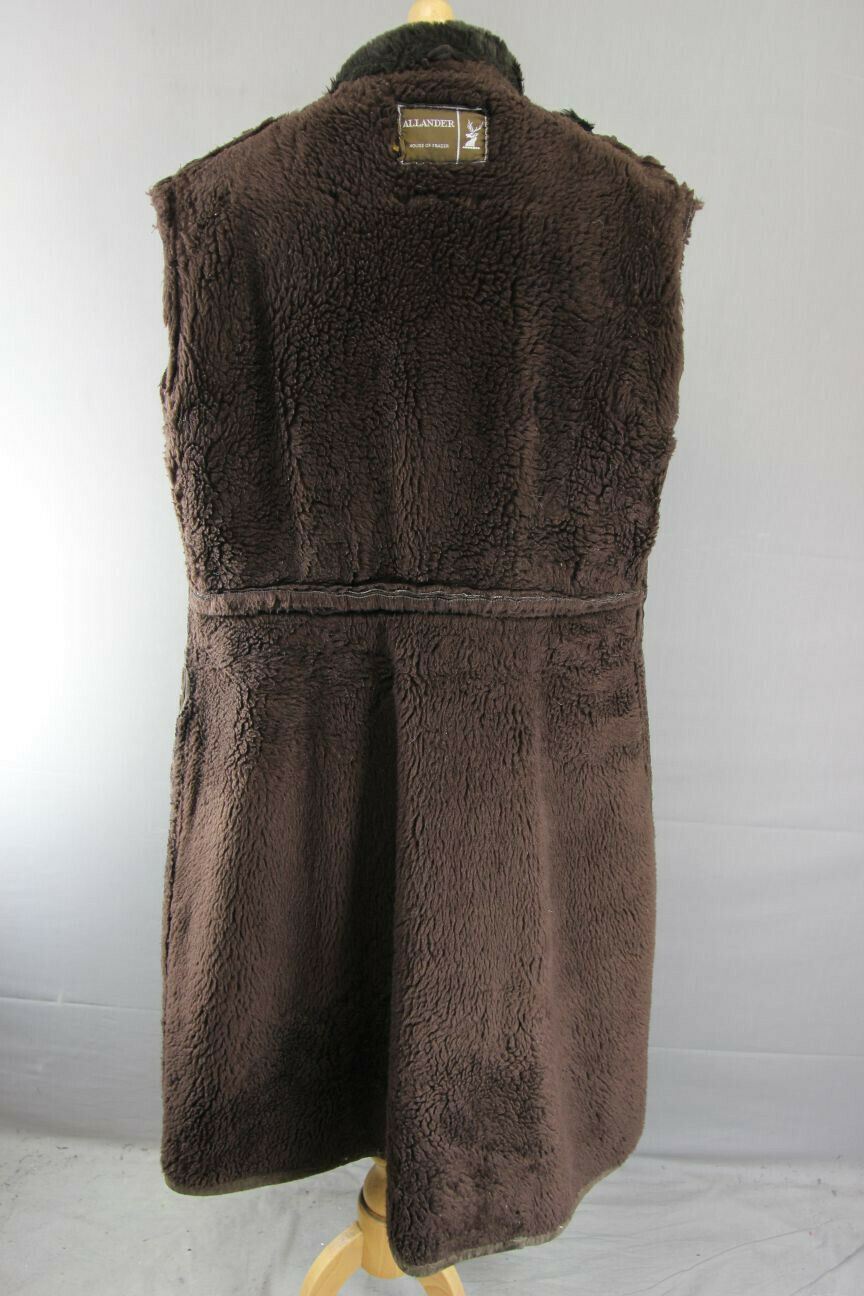 HOUSE OF FRASER/ALLANDER DOUBLE-BREASTED BROWN SUEDE LEATHER SHEEPSKIN COAT 38IN