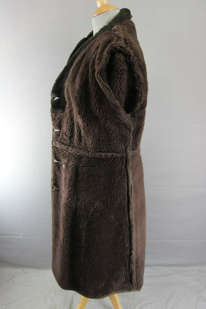 HOUSE OF FRASER/ALLANDER DOUBLE-BREASTED BROWN SUEDE LEATHER SHEEPSKIN COAT 38IN