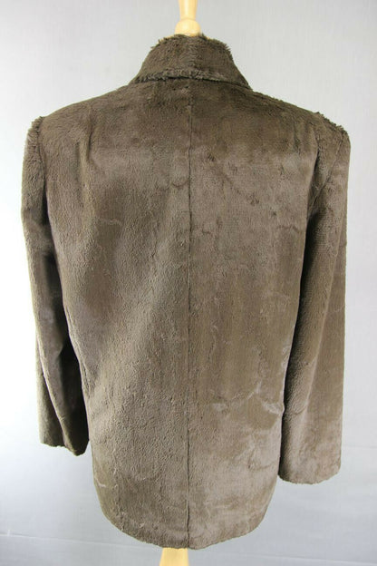 EXCELLENT JAEGER BRITISH MADE BROWN FAUX FUR VISCOSE/COTTON JACKET SIZE 14