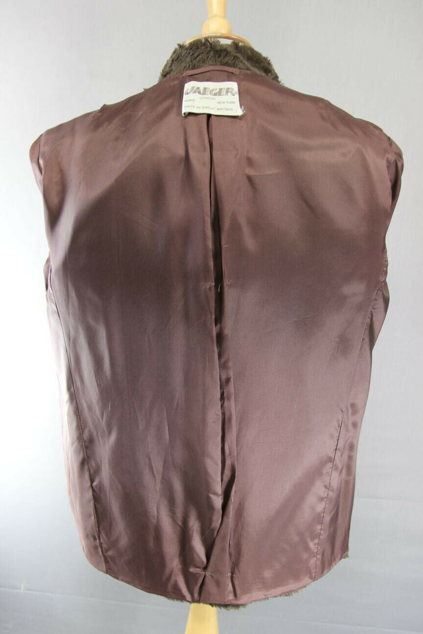 EXCELLENT JAEGER BRITISH MADE BROWN FAUX FUR VISCOSE/COTTON JACKET SIZE 14