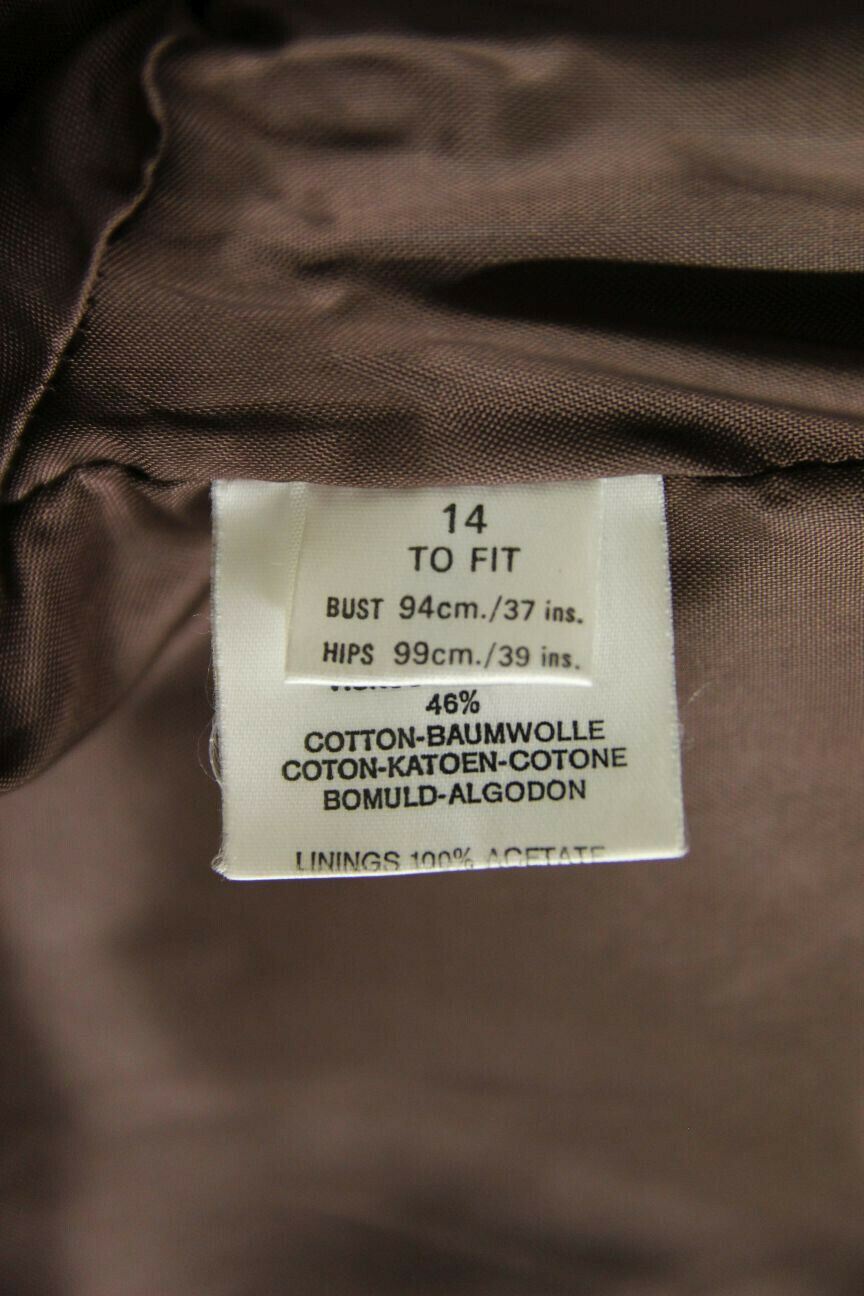 EXCELLENT JAEGER BRITISH MADE BROWN FAUX FUR VISCOSE/COTTON JACKET SIZE 14