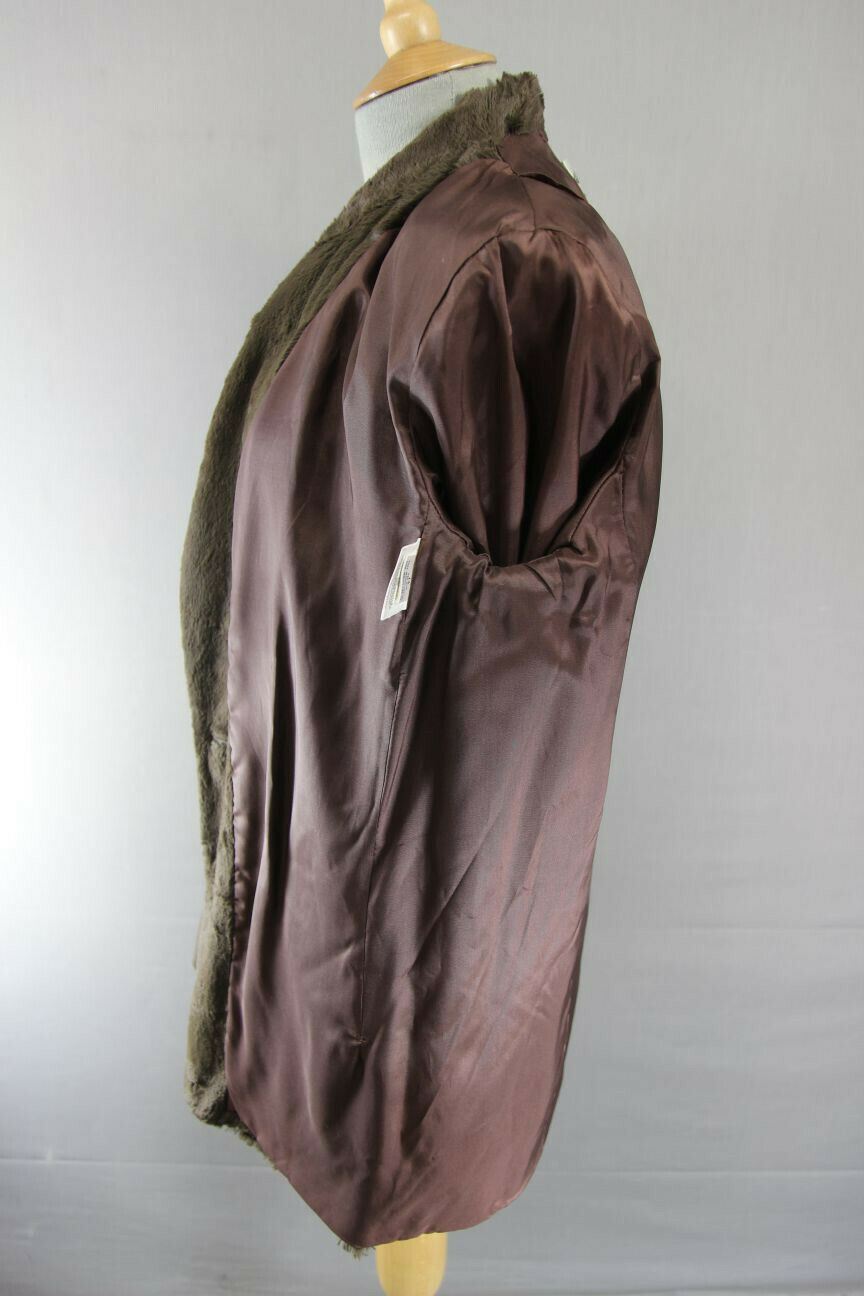 EXCELLENT JAEGER BRITISH MADE BROWN FAUX FUR VISCOSE/COTTON JACKET SIZE 14