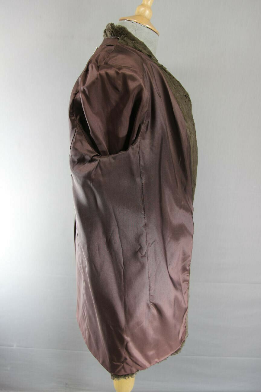 EXCELLENT JAEGER BRITISH MADE BROWN FAUX FUR VISCOSE/COTTON JACKET SIZE 14