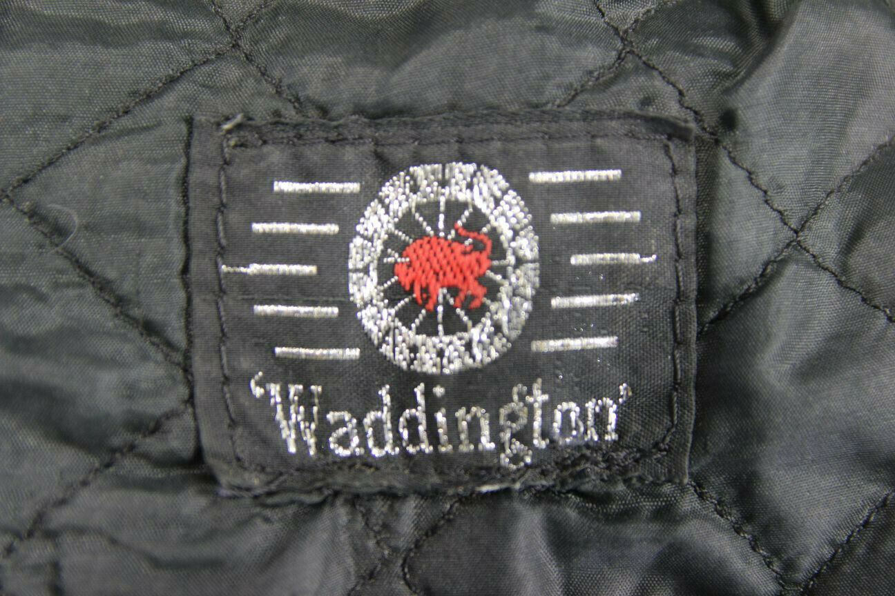 CLASSIC VINTAGE 1970's PUNK ROCK WADDINGTON BLACK & RED LEATHER BIKER JACKET 36"