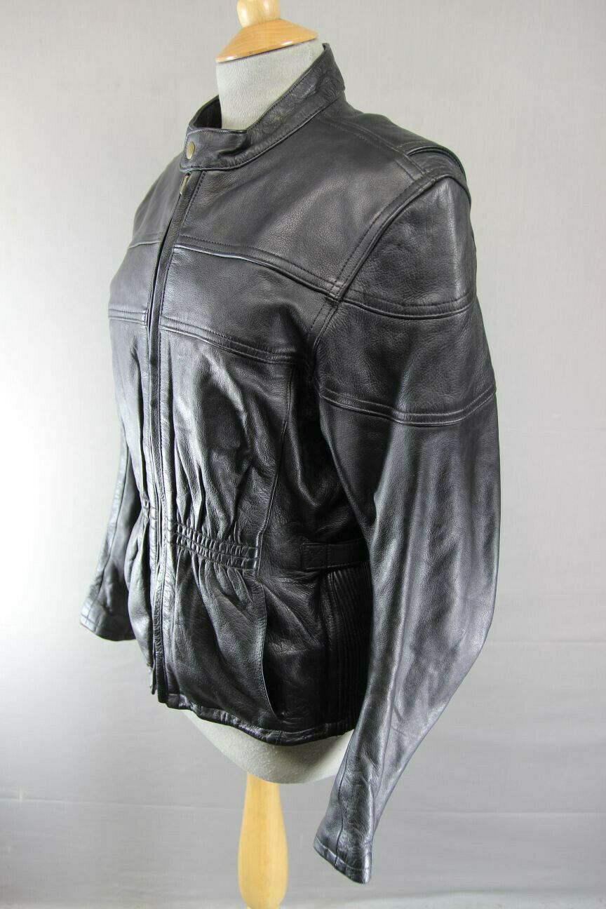 CLASSIC BLACK LEATHER JTS BIKER JACKET 34-36 INCH/LARGE