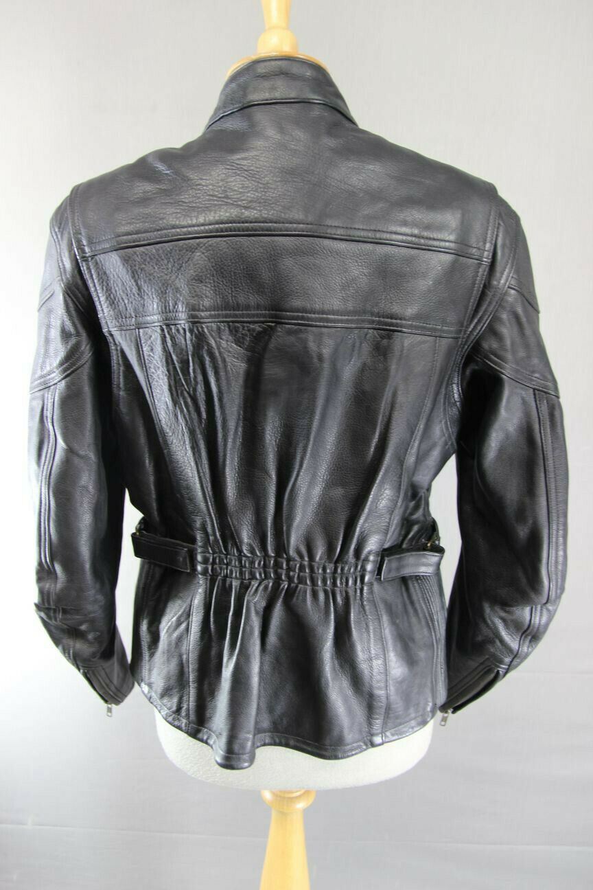 CLASSIC BLACK LEATHER JTS BIKER JACKET 34-36 INCH/LARGE