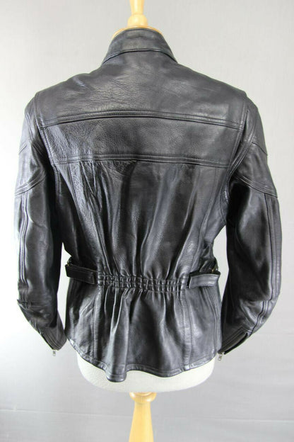 CLASSIC BLACK LEATHER JTS BIKER JACKET 34-36 INCH/LARGE