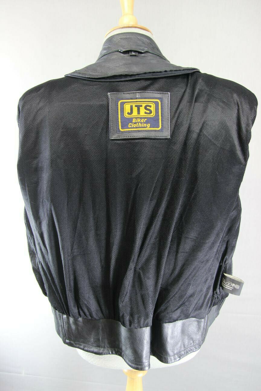 CLASSIC BLACK LEATHER JTS BIKER JACKET 34-36 INCH/LARGE