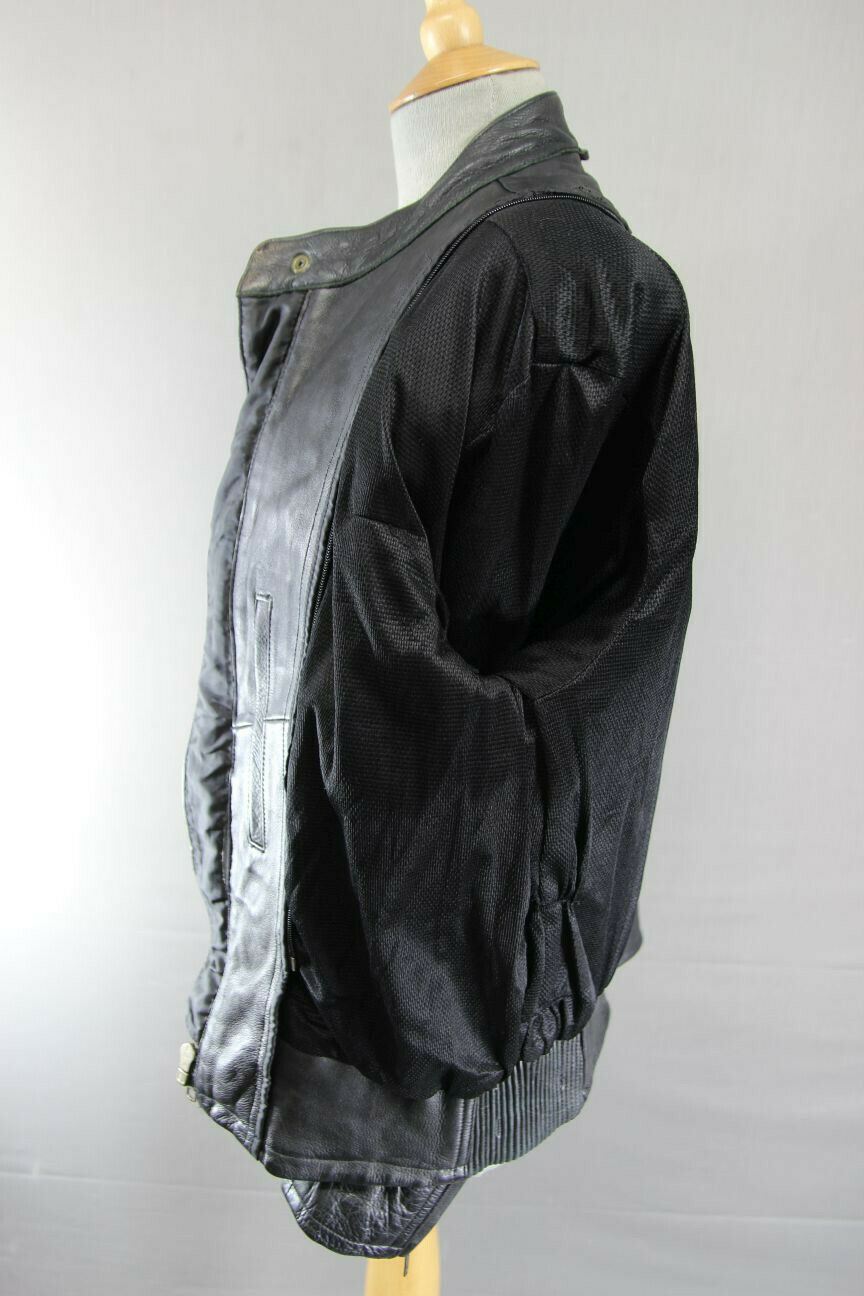 CLASSIC BLACK LEATHER JTS BIKER JACKET 34-36 INCH/LARGE