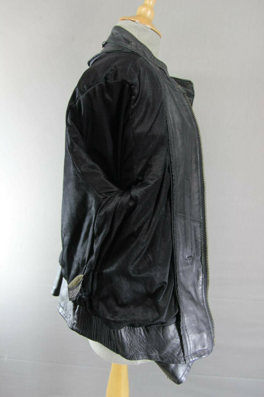 CLASSIC BLACK LEATHER JTS BIKER JACKET 34-36 INCH/LARGE