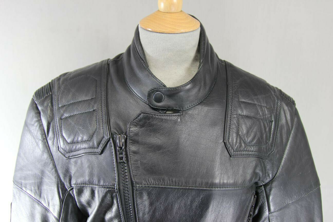 SPORTEX MAXX BLACK LEATHER BIKER JACKET 36 INCH/SMALL