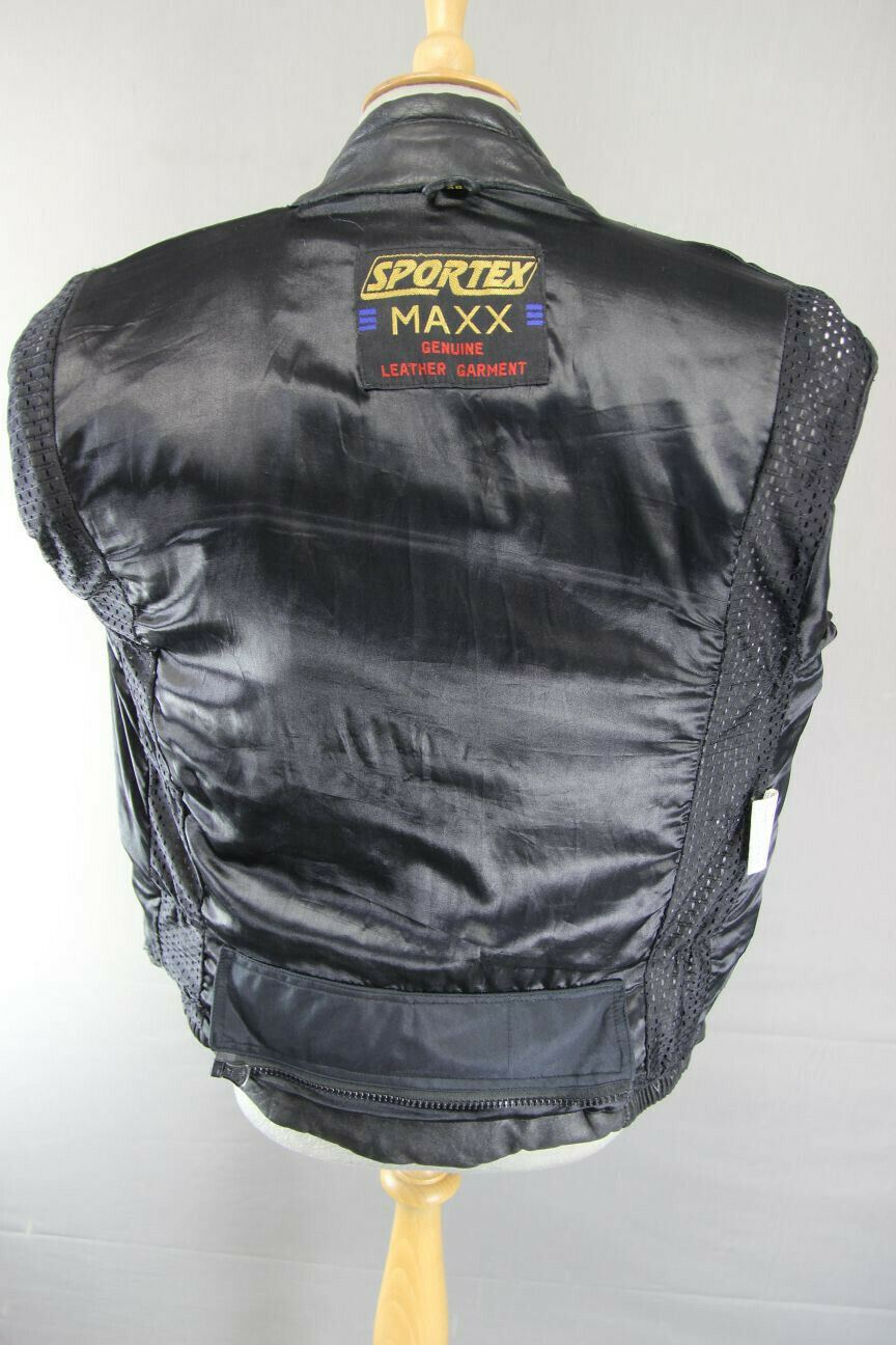 SPORTEX MAXX BLACK LEATHER BIKER JACKET 36 INCH/SMALL