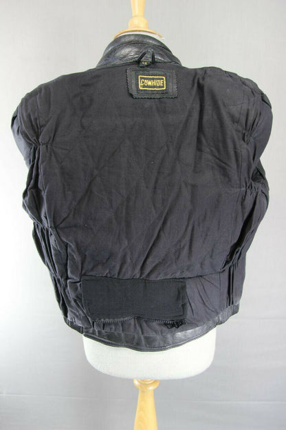 BRITISH MADE BLACK COWHIDE LEATHER BIKER'S PARADISE JACKET: SIZE 12