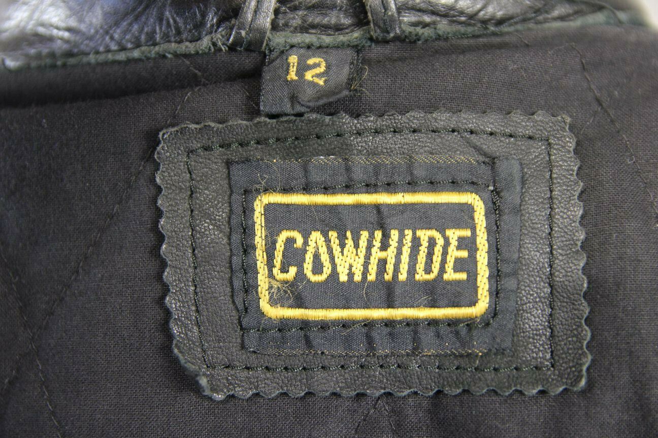BRITISH MADE BLACK COWHIDE LEATHER BIKER'S PARADISE JACKET: SIZE 12