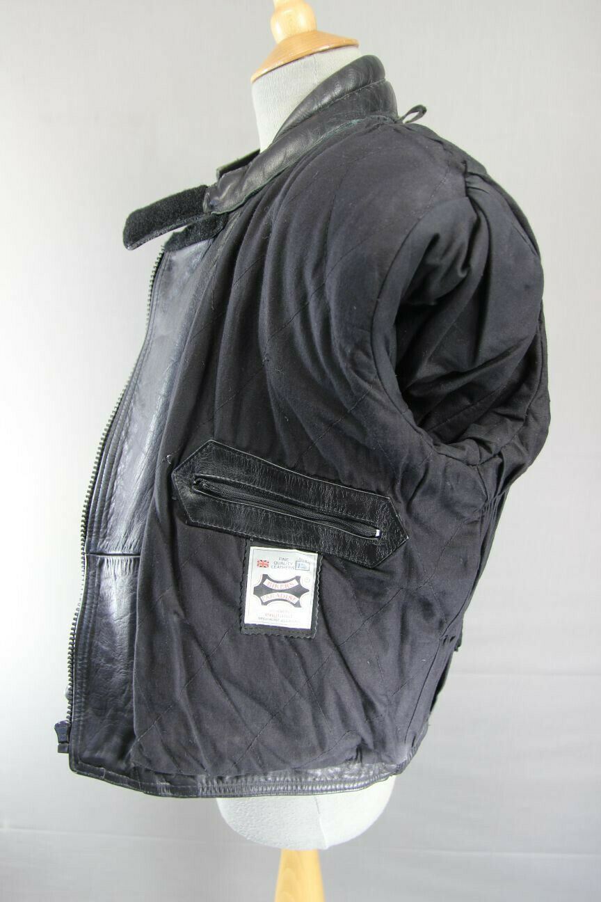BRITISH MADE BLACK COWHIDE LEATHER BIKER'S PARADISE JACKET: SIZE 12