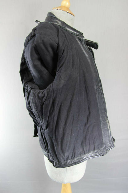 BRITISH MADE BLACK COWHIDE LEATHER BIKER'S PARADISE JACKET: SIZE 12