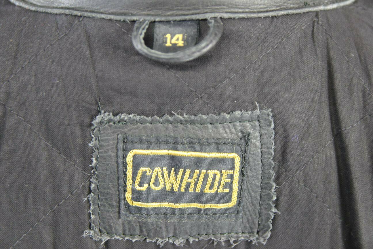 IMMACULATE BRITISH MADE BLACK COWHIDE LEATHER BIKER'S PARADISE JACKET: SIZE 14