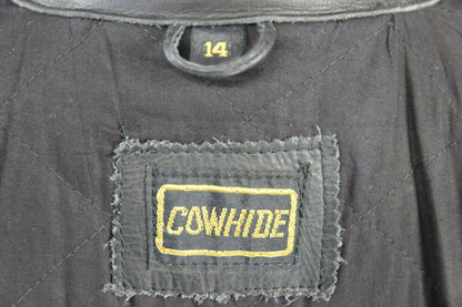 IMMACULATE BRITISH MADE BLACK COWHIDE LEATHER BIKER'S PARADISE JACKET: SIZE 14
