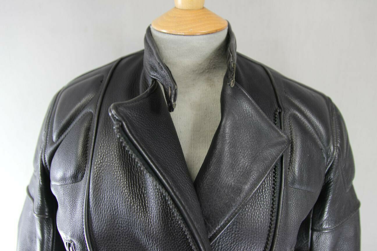 SUPERB PWR BLACK LEATHER BIKER JACKET: SIZE 12/34-36 INCHES