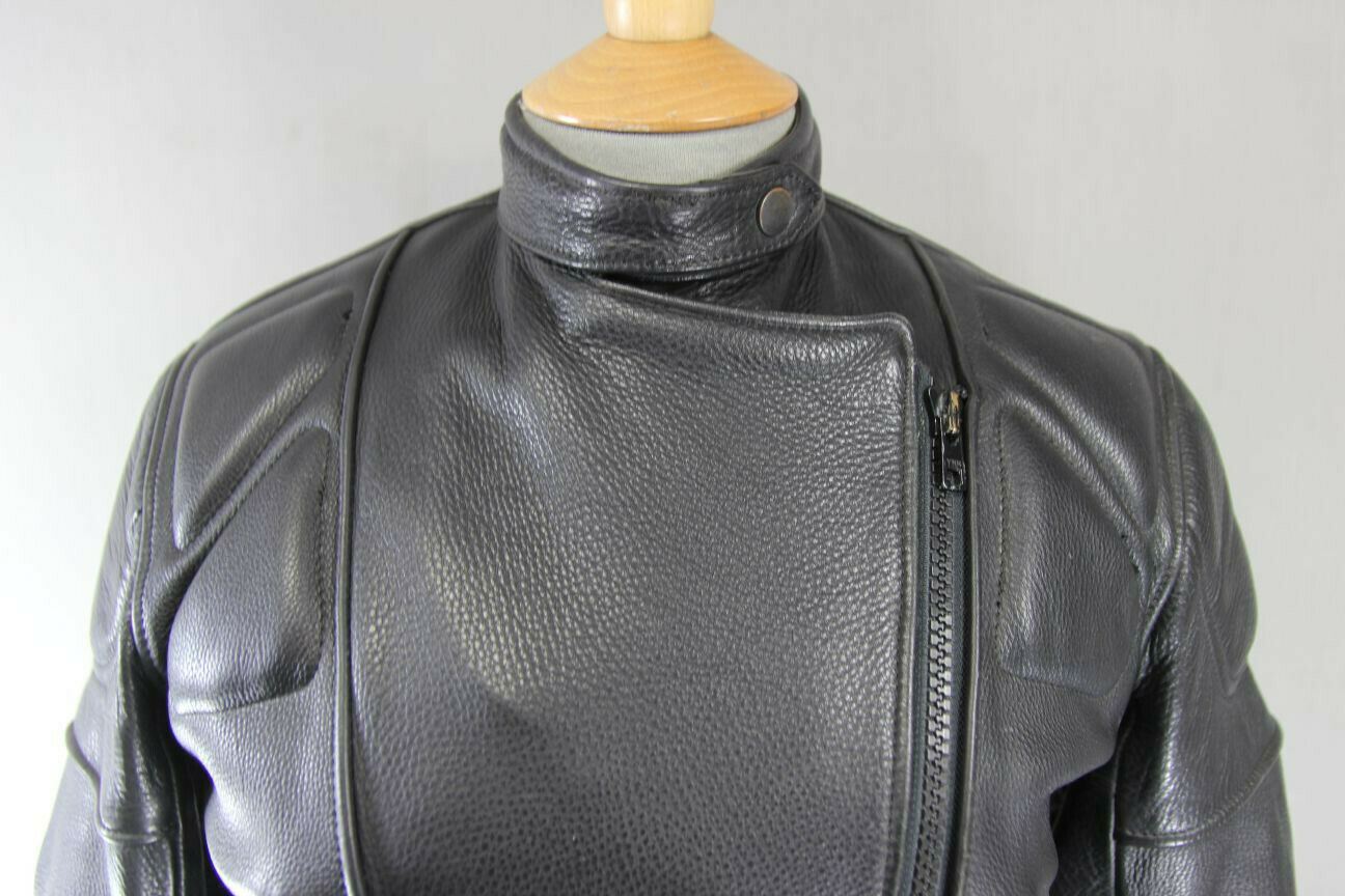 SUPERB PWR BLACK LEATHER BIKER JACKET: SIZE 12/34-36 INCHES