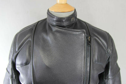 SUPERB PWR BLACK LEATHER BIKER JACKET: SIZE 12/34-36 INCHES