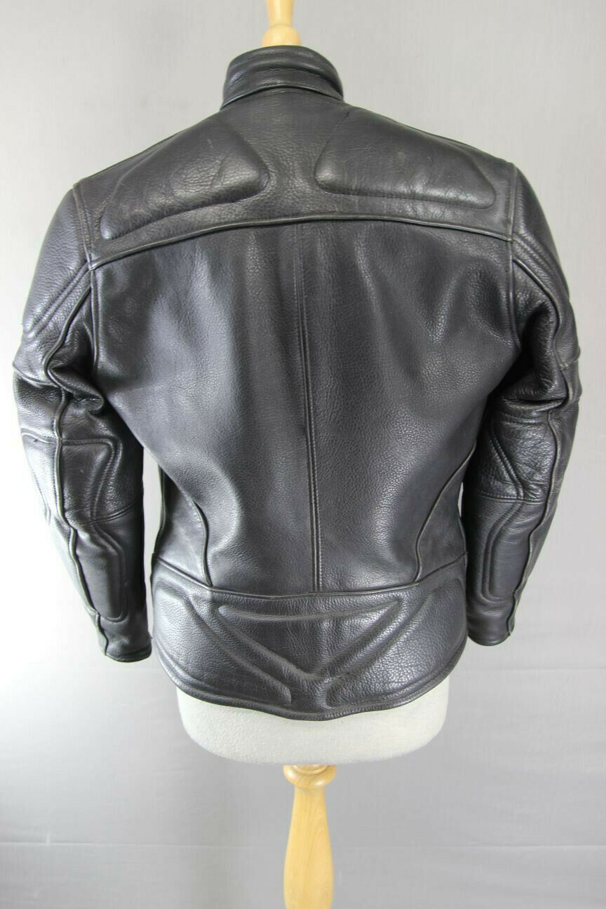 SUPERB PWR BLACK LEATHER BIKER JACKET: SIZE 12/34-36 INCHES
