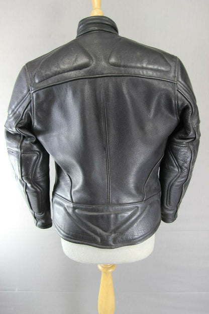 SUPERB PWR BLACK LEATHER BIKER JACKET: SIZE 12/34-36 INCHES