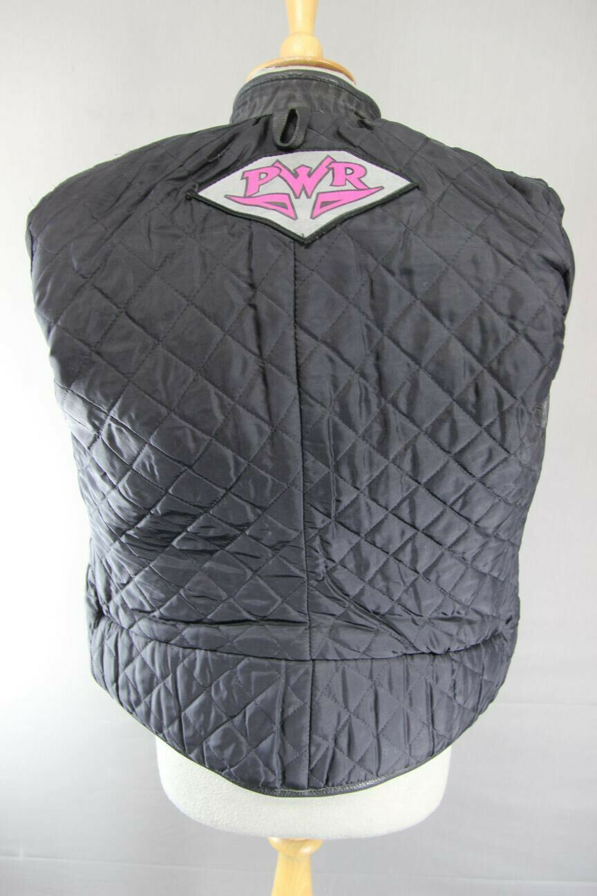SUPERB PWR BLACK LEATHER BIKER JACKET: SIZE 12/34-36 INCHES