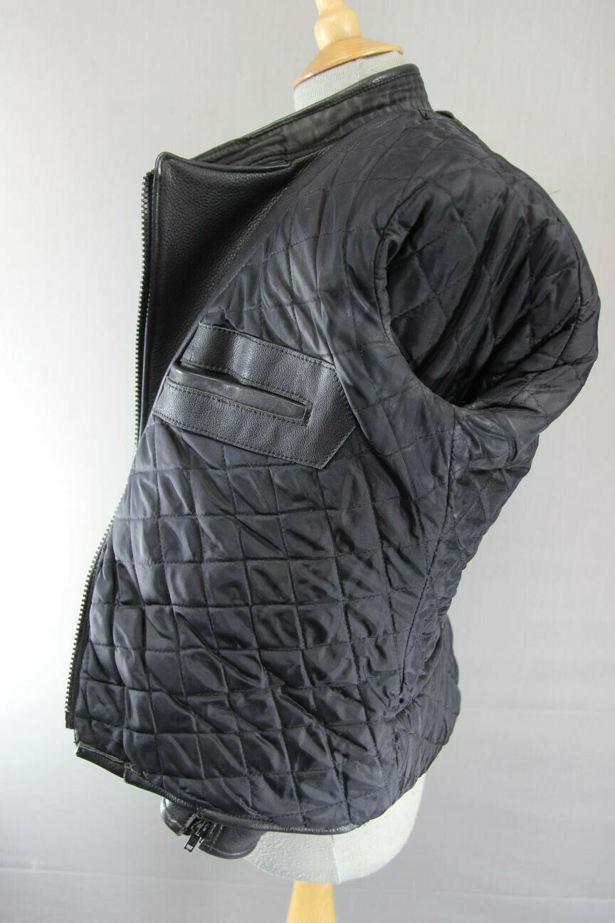 SUPERB PWR BLACK LEATHER BIKER JACKET: SIZE 12/34-36 INCHES