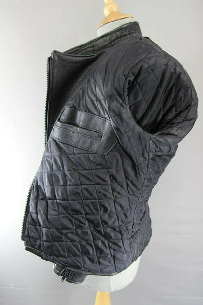 SUPERB PWR BLACK LEATHER BIKER JACKET: SIZE 12/34-36 INCHES
