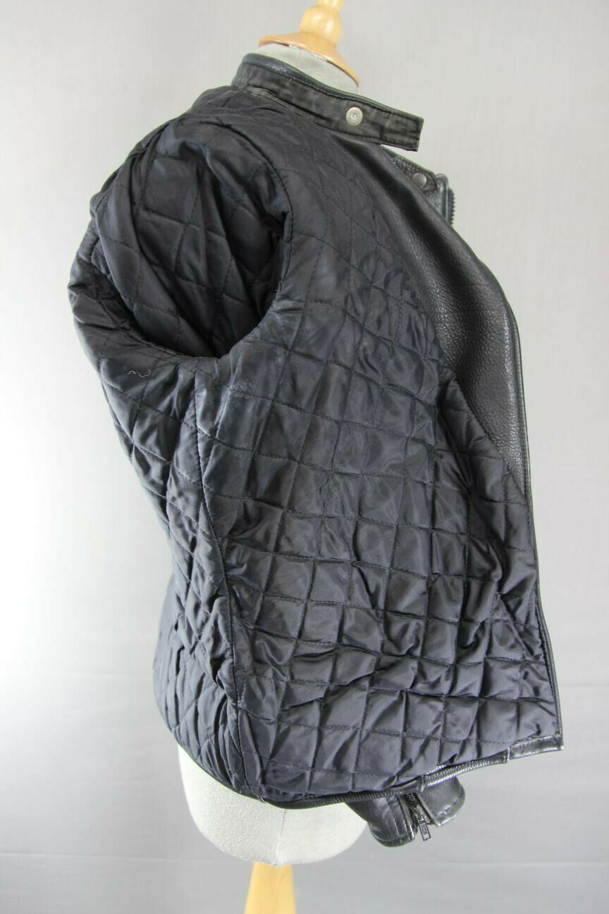 SUPERB PWR BLACK LEATHER BIKER JACKET: SIZE 12/34-36 INCHES