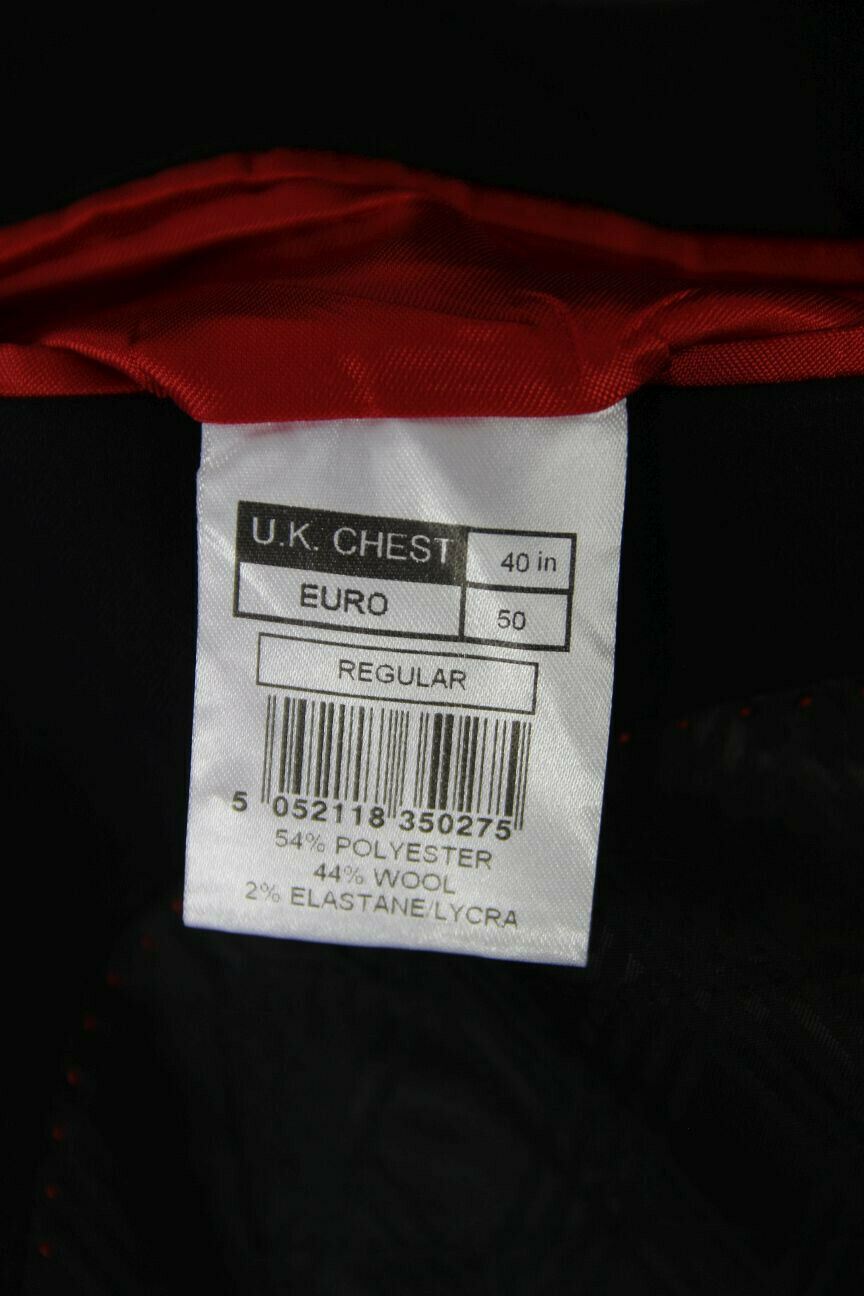 BRAND NEW WOOL BLEND BLACK JACKET: 40 INCH CHEST (REGULAR FIT)