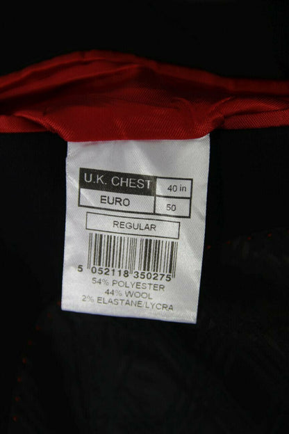 BRAND NEW WOOL BLEND BLACK JACKET: 40 INCH CHEST (REGULAR FIT)