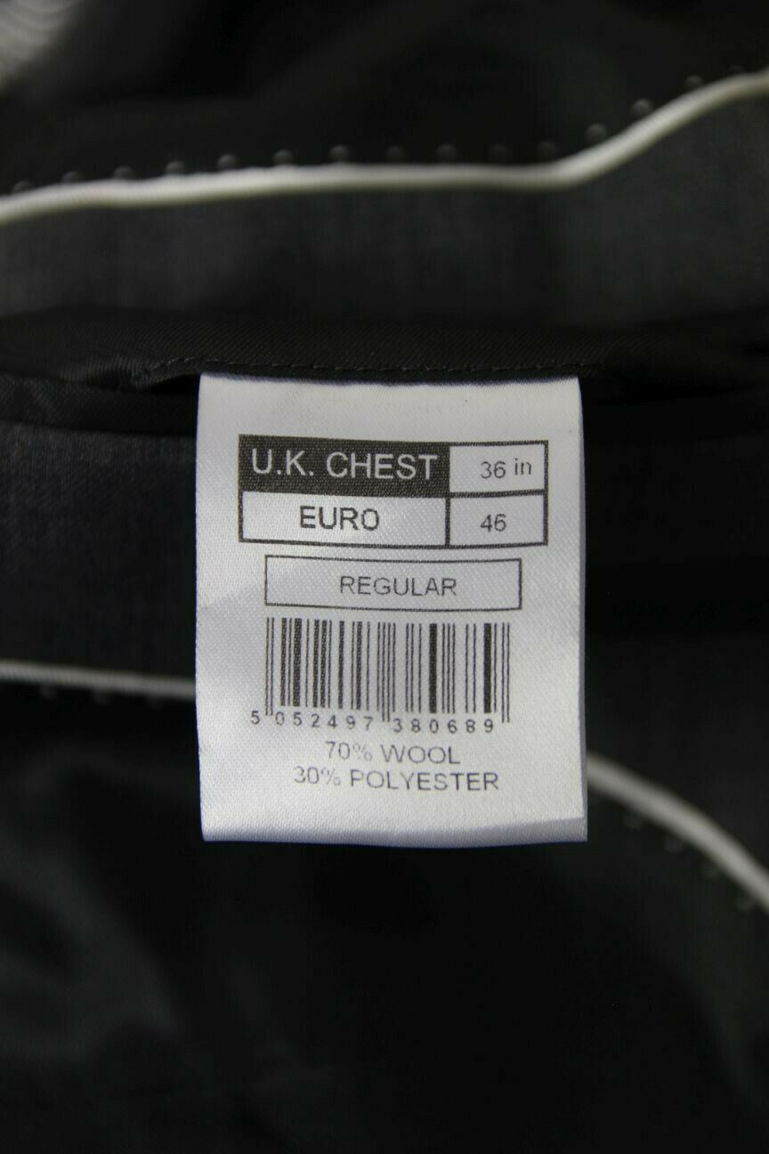 BRAND NEW WOOL RICH BLEND GREY JACKET: 36 INCH CHEST (REGULAR FIT)
