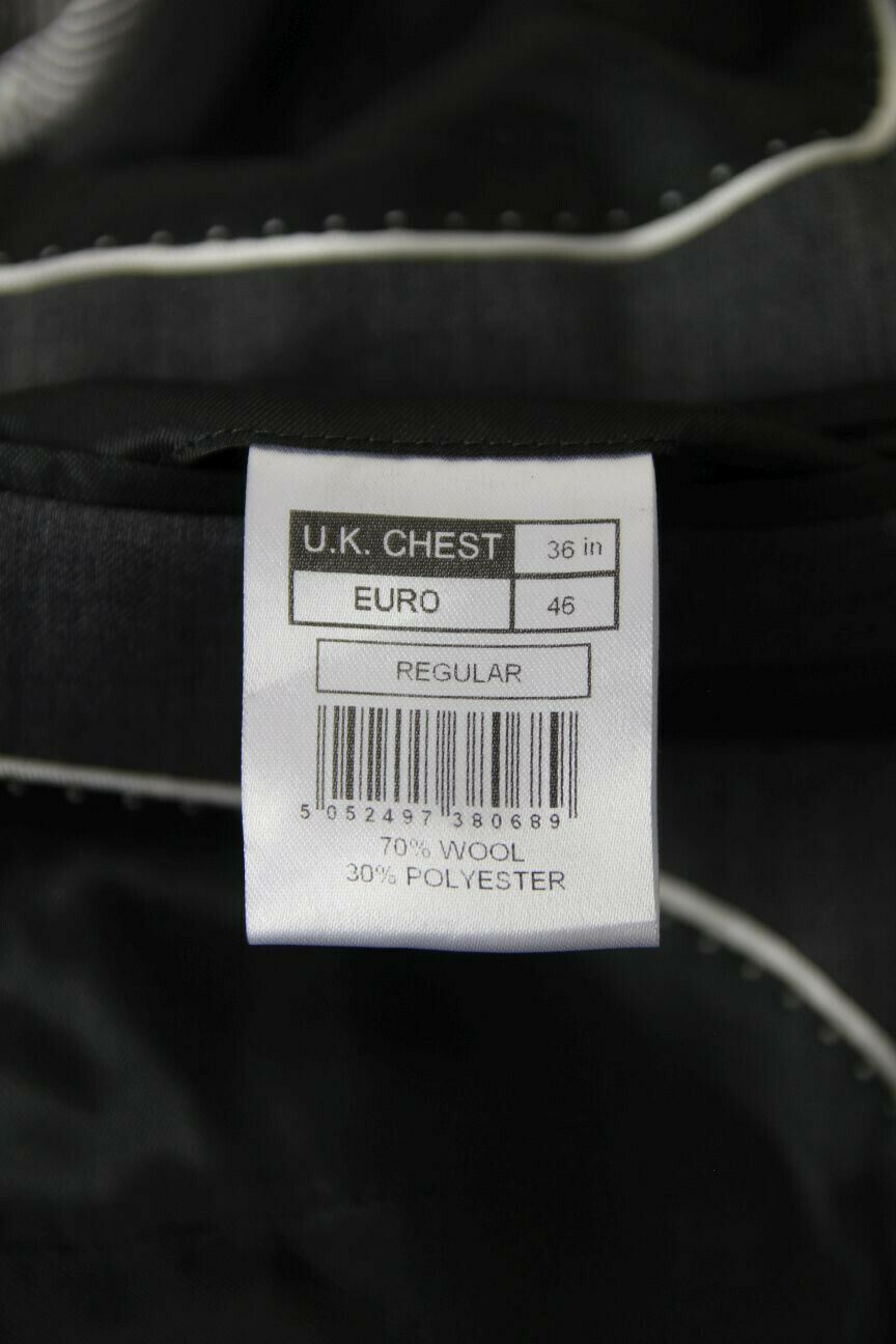 BRAND NEW WOOL RICH BLEND GREY JACKET: 36 INCH CHEST (REGULAR FIT)