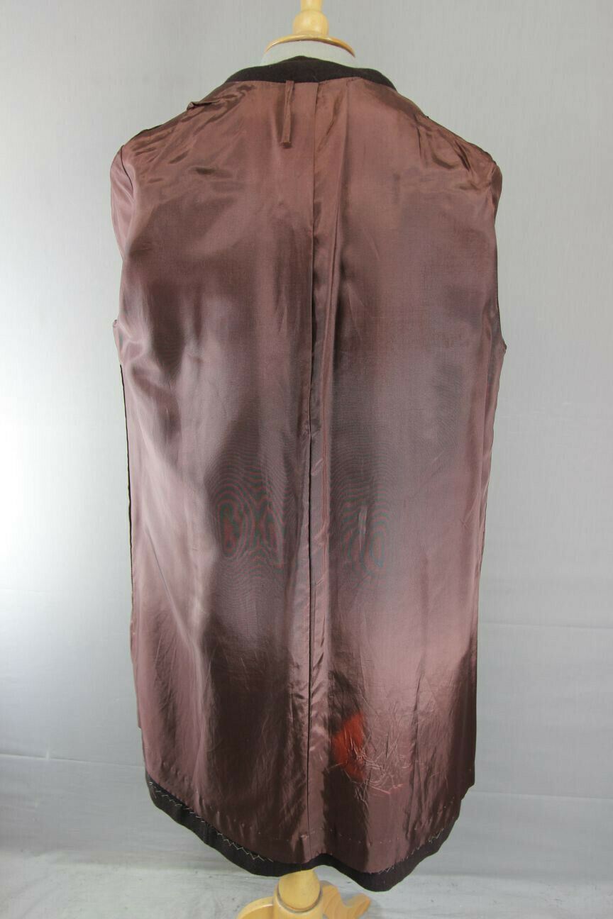VINTAGE 80's BRITISH MADE DARK BROWN EASTEX PURE WOOL MINK COLLARED COAT 38 INCH