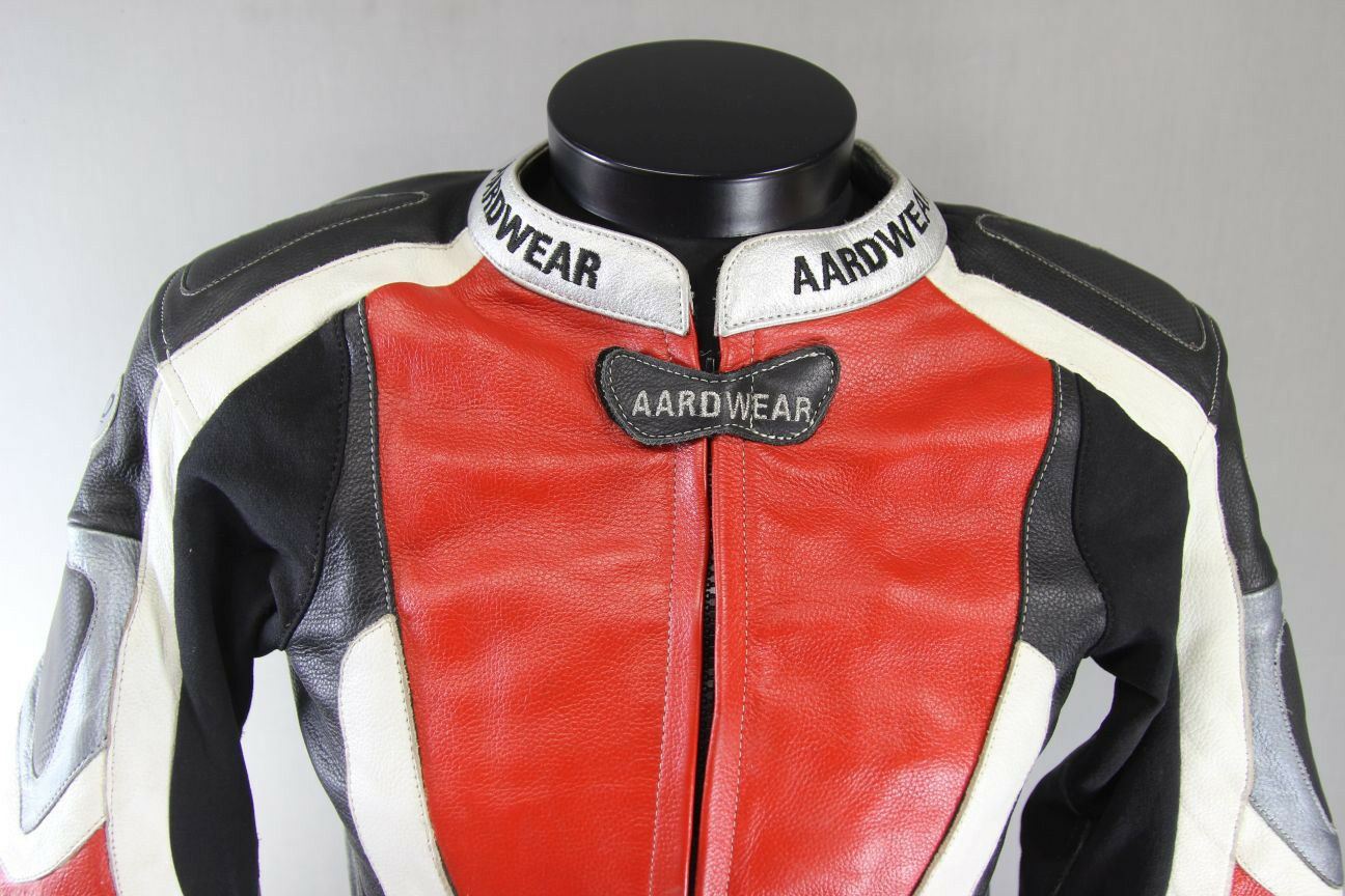 AARD WEAR LEATHER BIKER JACKET 38" + REMOVABLE BACK, SHOULDER & ELBOW PROTECTORS