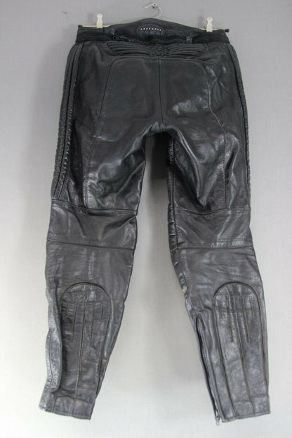 TAKAI LEATHERS BLACK BIKER TROUSERS: WAIST 30 INCHES/INSIDE LEG 29 INCHES