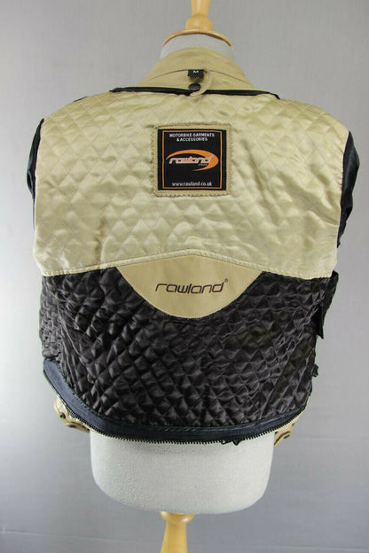 SUPERB RAWLAND BEIGE LEATHER BIKER JACKET WITH THERMAL LINING: 34 INCH/MEDIUM