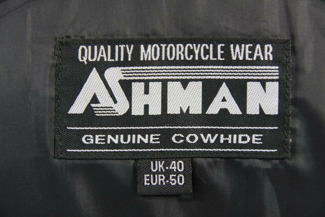 ASHMAN GREY, BLUE, BLACK & WHITE COWHIDE LEATHER BIKER JACKET + CE ARMOUR 40 IN