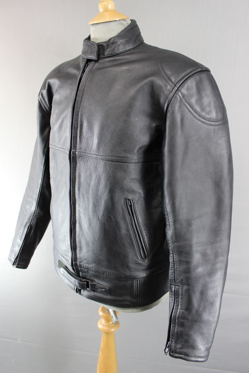 CLASSIC RAYVEN BLACK LEATHER BIKER JACKET SIZE 14