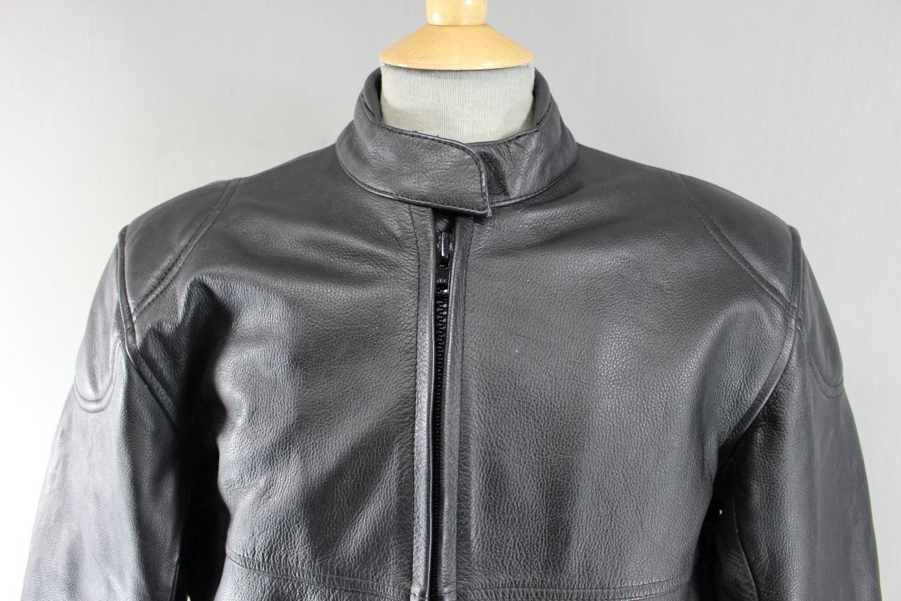 CLASSIC RAYVEN BLACK LEATHER BIKER JACKET SIZE 14