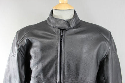 CLASSIC RAYVEN BLACK LEATHER BIKER JACKET SIZE 14
