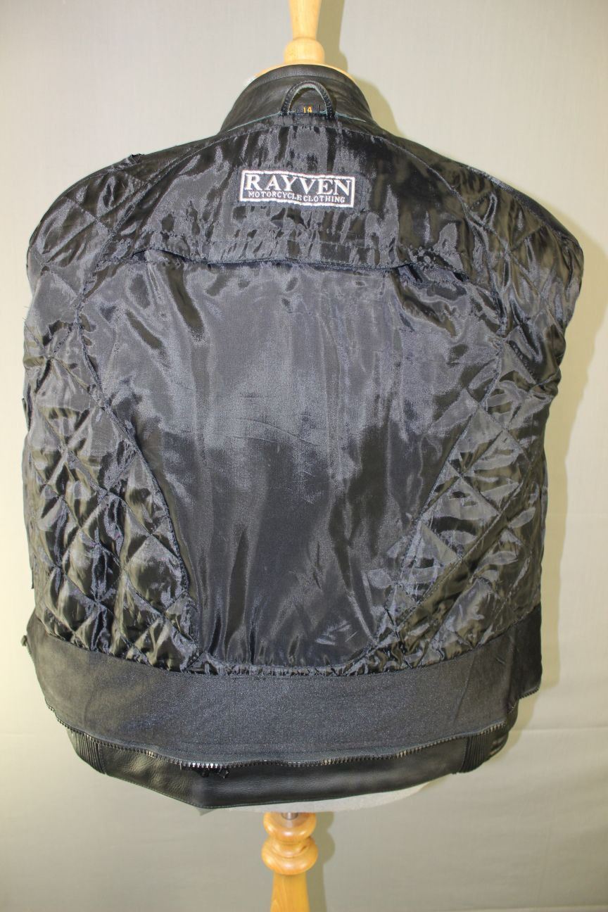 CLASSIC RAYVEN BLACK LEATHER BIKER JACKET SIZE 14