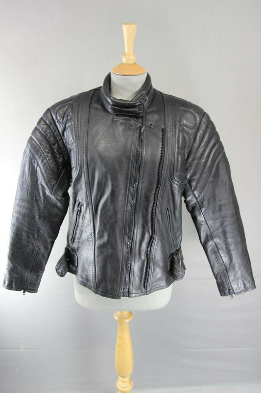 CLASSIC SKIN BLACK COWHIDE LEATHER BIKER JACKET 42 INCH