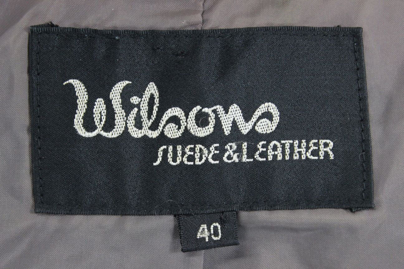 VINTAGE 1970's CLASSIC WILSON PUNK ROCK BROWN LEATHER BIKER JACKET 40 INCH