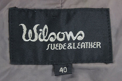 VINTAGE 1970's CLASSIC WILSON PUNK ROCK BROWN LEATHER BIKER JACKET 40 INCH