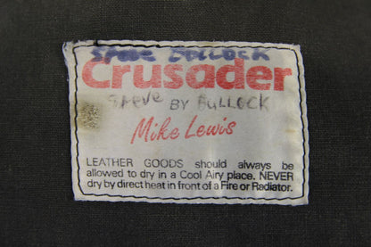 VINTAGE 80's CRUSADER BY MIKE LEWIS BRITISH MADE BLACK LEATHER BIKER JCKT 40-42"