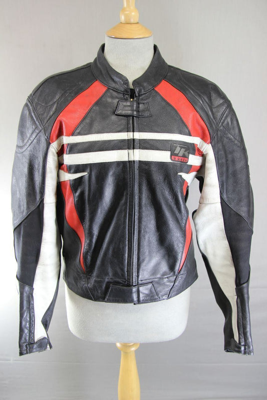 HEIN GERICKE '2 KEEN' LEATHER BIKER JACKET WITH REMOVABLE CE ARMOUR 40 INCH