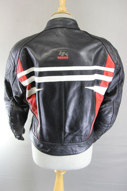 HEIN GERICKE '2 KEEN' LEATHER BIKER JACKET WITH REMOVABLE CE ARMOUR 40 INCH